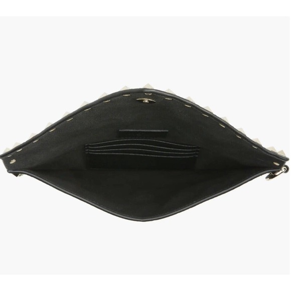 Valentino Garavani Envelope Rockstud Pouch Women's M Black Leather Snap Strap - Picture 3 of 3